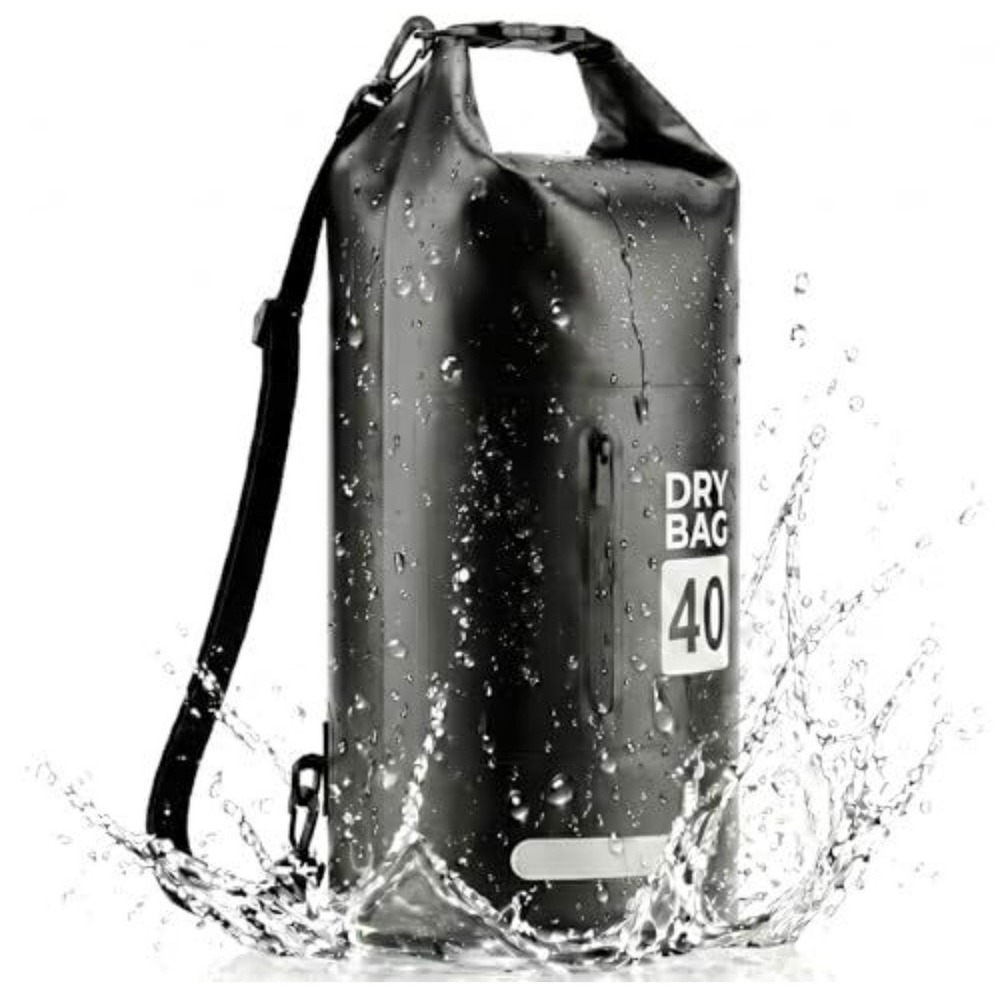 Waterproof Dry Backpack 40L Roll Top Floating Bag BLACK - Beach Cruise Kayaking